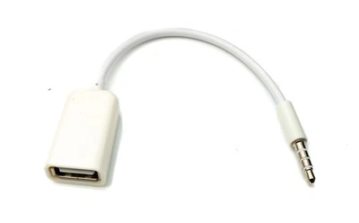 Audio USB Kabel 15 cm 3,5 mm Klinke Stecker zu 2.0 Typ A Buchse AUX in weiß - Bild 1 von 4
