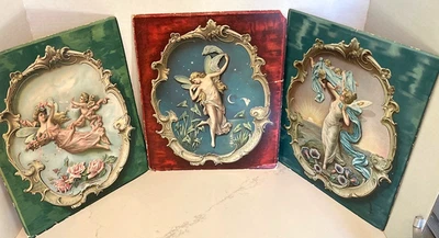 Tres impresiones de Cupido de jabón de hadas 1900 - mañana / mediodía / noche - nuevo - 13 x 10" Foto 1 de 4