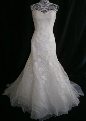 Augusta Jones Wedding Dress 10 Ivory Silk Organza Lace Ballgown Elegant A-Line - Image 1 of 4