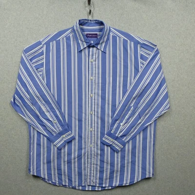 Ralph Lauren Shirt Mens 2XL Blue White Striped Purple Label Cotton Italian Made - Image 1 of 4