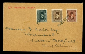 EGYPT 1929  Ship Mail - cover from "S.S. MARIETTE PACHA" to UK - "PAQUEBOT" pmk - Picture 1 of 2