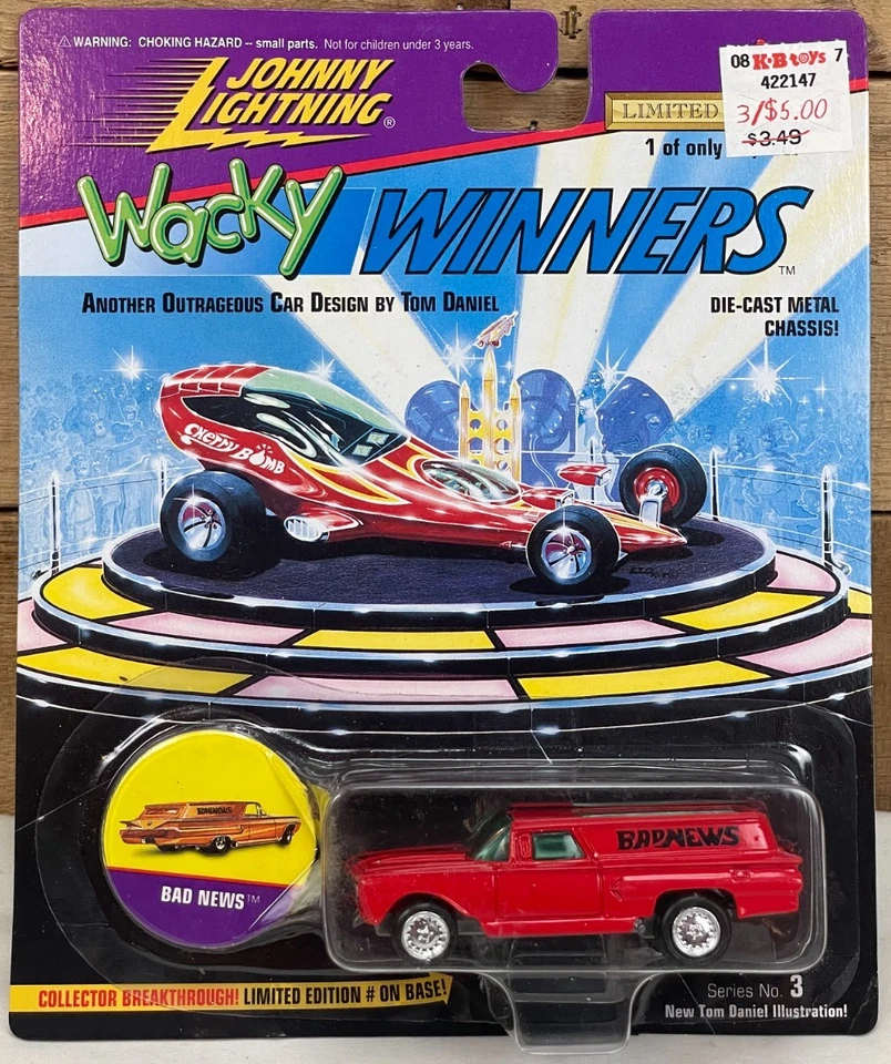 1996 JOHNNY LIGHTNING WACKY WINNERS TOM DANIEL 1960 CHEVROLET PANEL VAN BADNEWS - Image 1 of 4