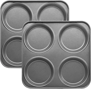 Yorkshire Puddingform 2er Set, 4 Tassen Antihaftbeschichtete Muffinform, Flach Whoopi... - Bild 1 von 2