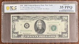 $20 1969 FEDERAL RESERVE NOTE NEW YORK PCGS 35PPQ FR#2067-B ELSTON KENNEDY - Picture 1 of 2