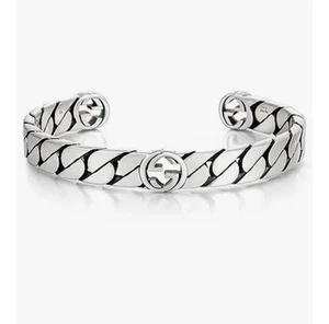NEW GUCCI Bracelet Cuff Sterling Silver Bracelet Sz 17 - Picture 1 of 10