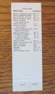 1978-79 ULYSSES WRESTLING SCHEDULE MATCHBOOK COVER: EMPTY MATCHCOVER -A3 - Picture 1 of 2