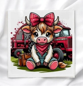 Bloque de edredón panel de tela de vaca Country Girl para coser acolchado manualidades - Imagen 1 de 3
