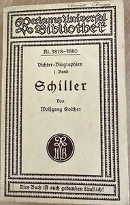 Wolfgang Golther, (Friedrich) Schiller, Dichter-Biographien Band 1, Reclam 1925 - Bild 1 von 3