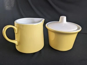 Vintage MCM USA Creamer & Sugar Set In Lemon Yellow - Picture 1 of 10