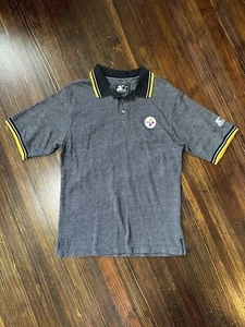 Vtg Starter Pittsburgh Steelers Polo Shirt Mens M Gray NFL Football - Picture 1 of 7