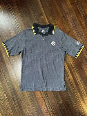 Vtg Starter Pittsburgh Steelers Polo Shirt Mens M Gray NFL Football - Image 1 of 4