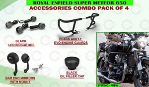Engine Guard & Mirror "Combo Pack of 4 For Royal Enfield Super Meteor 650" - Picture 1 of 16
