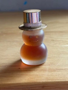 Avon Frosted Glass Mini Snowman Perfume Bottle With Hat Cap 0.25 Fl Oz Vintage - Picture 1 of 7