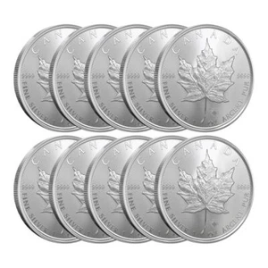 2025 1 oz Canadian Silver Maple Leaf Coin (BU - Lot of 10) - Picture 1 of 3