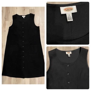 Vintage Talbots Pulloverkleid mit Knopfleiste Größe 14 schwarz Wildlederimitat minimalistisch - Bild 1 von 7