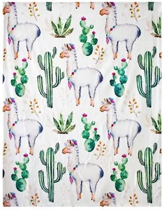 Cute Llama Alpaca Print 60" x 50" Silky Soft Blanket Throw Tapestry New - Picture 1 of 2