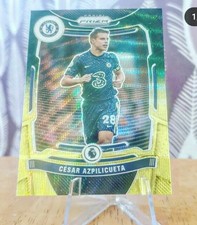Panini Prizm Soccer Green Yellow Cesar Azpilicueta 2021-22 Chelsea + Free Cards
