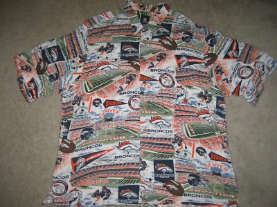 CAMISA HAWAIANA DENVER BRONCOS ESTILO VINTAGE CLÁSICA 'HISTORIA DE LOS BRONCOS' TALLA: XXL Foto 1 de 4
