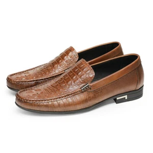 Retro Casual Business Slip On Loafers Men Dress Real Leather Shoes Evening Party - Picture 1 of 23