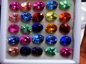 Lotto 6 pezzi zaffiro colore misto naturale 9x7 mm CERTIFICATO pietre preziose sfuse taglio ovale - Foto 1 di 6