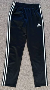 Adidas Black Unisex Gender Neutral Youth Track Pants White Stripes Size L 14/16 - Picture 1 of 18