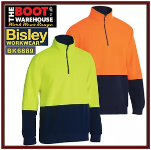 Bisley BK6889 HI-VIS SAFETY WORKWEAR POLAR FLEECE ZIP PULLOVER 2 Tone Rib Cuffs - Bild 1 von 14