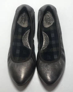 Born Size 6.5 M Ballet Flats Black Pewter Metallic Leather Comfort - Picture 1 of 12