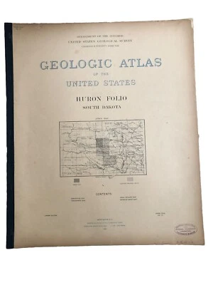 Antique 1904 US Geological Atlas Huron South Dakota Folio Maps, Sheets - Image 1 of 4