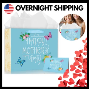 MDCGFOD 13" Mother's Day Gift Bags with Greeting Cards and Tissue Paper, Floral  - Picture 1 of 7