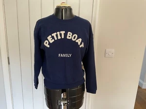 Petit Bateau navy blue sweater will logo size S - Picture 1 of 4