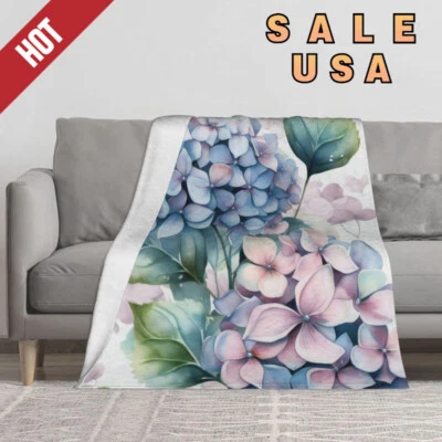 Manta Floral Estampado Hortensia Manta Cálida Suave Esponjosa Manta Soñadora EE. UU. NUEVA Foto 1 de 4
