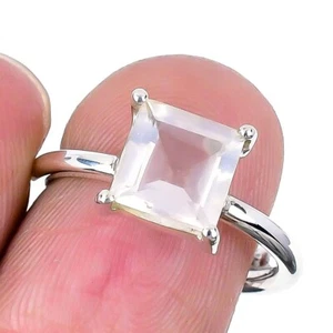 Rose Quartz Faceted Gemstone Sterling Silver Handcrafted Statement Ring Jewelry - Picture 1 of 7