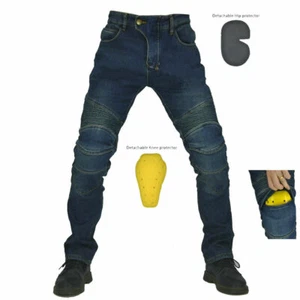 Men's Motorcycle Jeans Distressed Motorbike Denim Pants Stretch Protection Pads - Picture 1 of 14
