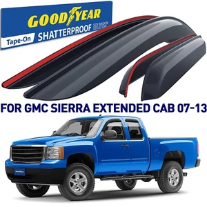 Side Window Deflectors Rain Guards for 2007-2013 GMC Sierra Extended Cab - Picture 1 of 9