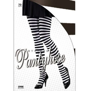 Strumpfhose gestreift blickdicht Schwarz-Weiß XL 46-48 Ringelstrumpfhose Damen - Bild 1 von 2
