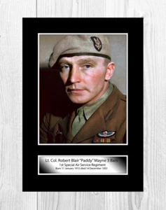 Lt Col Robert Blair "Paddy" Mayne SAS A4 reprod mounted poster Choice of frame. - Picture 1 of 4