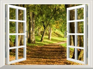 Calcomanía de pared efecto 3D Path in Forest póster vinilo mural arte - Imagen 1 de 5