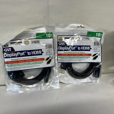 Bundle (2) 10ft DisplayPort to HDMI 4K Digital A/V Cable Gold Plated - Imagem 1 de 4
