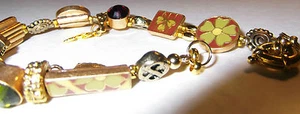 PILGRIM Handmade Floral Badges Plus Charms,Crystals, Beads Gilt Spring ClaspNEW - Picture 1 of 6