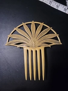 Vtg Large Cream Leaf Celluloid Fan Hair Comb Mantilla? Piece Ivory Art Deco - Picture 1 of 15