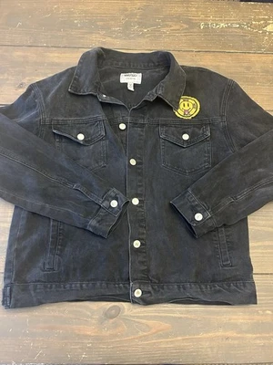 Conspiracy WESC Denim Jacket Unisex Black Smiley Face Trucker  Mens m Women’s L - Image 1 of 4