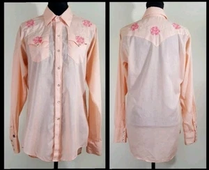 Camisa Rockmount Ranch Wear Perla a Presión Flores Bordadas Talla 15 1/2 M DE COLECCIÓN - Imagen 1 de 9