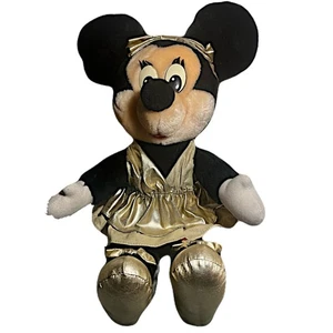 Vintage Disney Minnie Mouse Plüsch Frankreich Paris Kunstleder Gold Selten 80er - Bild 1 von 7