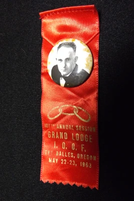 1963 IOOF Grand Lodge 107-я ежегодная сессия Даллес Орегон заколка на лацкан кнопка лента - Изображение 1 из 3