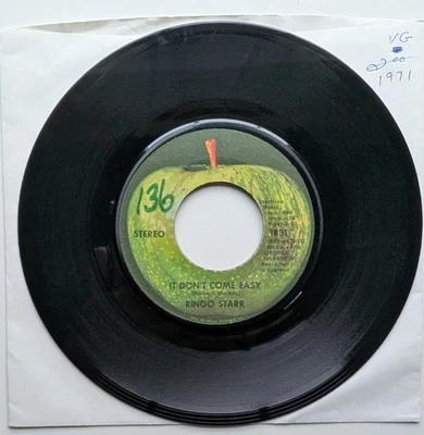 45 RPM Vinyl Record - Ringo Starr - It Don't Come Easy - Apple Records -1831 -VG - Imagem 1 de 2