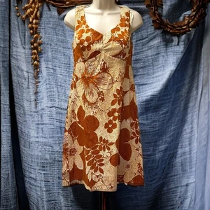 1960's Vintage Floral Sleeveless Cotton Mini Shift Dress DAEL'S Casuals Hawaii - Picture 1 of 13