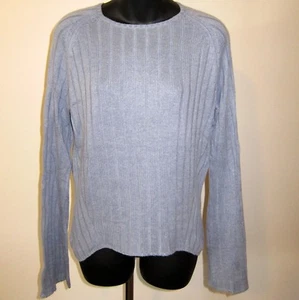 Baby Blue Silk Cashmere Sweater Sz M Cullen Crew Neck Ribbed Raglan Flare Sleeve - Picture 1 of 12