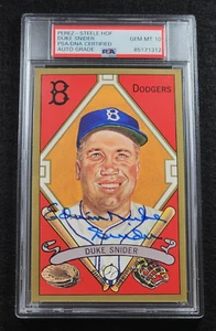 DUKE SNIDER Signed FULL NAME Perez Steele Postcard-HOF-DODGERS-PSA 10 Auto - Picture 1 of 5