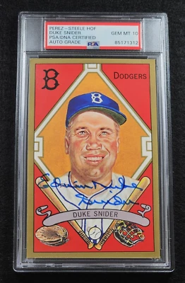DUKE SNIDER Signed FULL NAME Perez Steele Postcard-HOF-DODGERS-PSA 10 Auto - Image 1 of 4