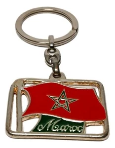 Moroccan Flag Key ring Morocco Souvenir Metal Key Chain - Picture 1 of 2